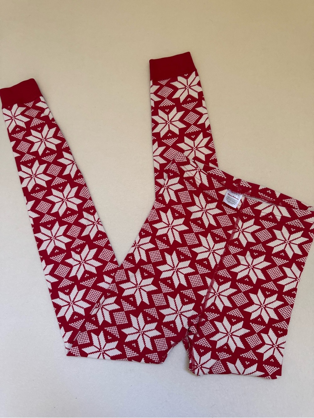Hanna Andersson Organic Cotton Pajama Leggings Red White Nordic Snowflake Print